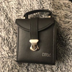Petite Travel Black Leather Jewelry Case/Purse